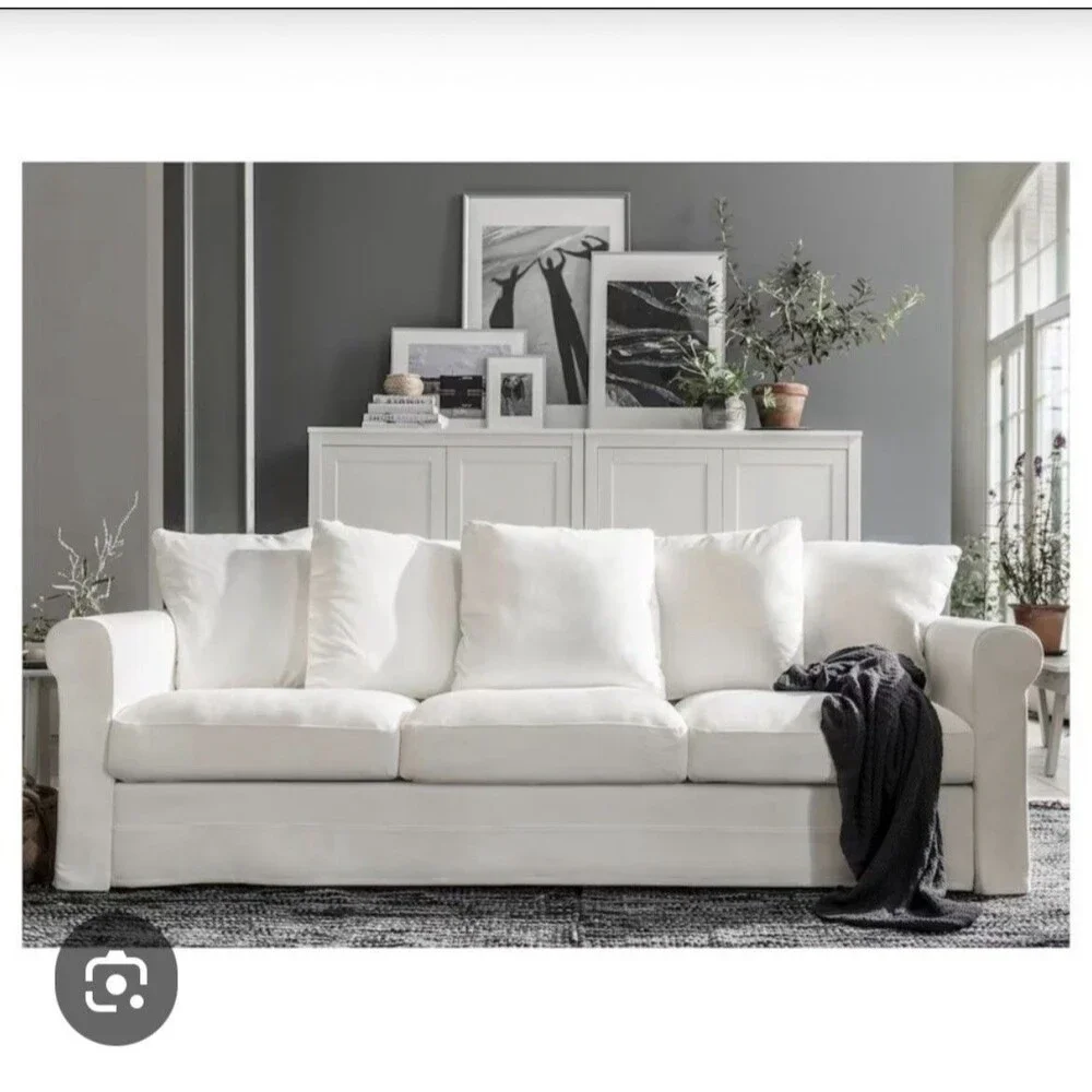 Ikea HARLANDA Pillow Covers Set of 4 Slipcover for Loveseat Sofa INSEROS WHITE